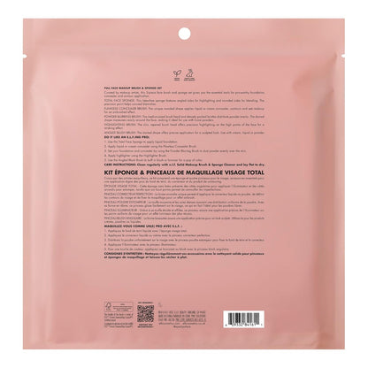 E.L.F. Complexion Essentials Brush &amp; Sponge Set, Concealer, Powder, Blush &amp; Highlighter Brushes &amp; Total Face Sponge, Vegan &amp; Cruelty-Free