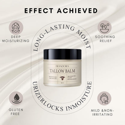 Beef Tallow and Honey Balm for Skin, All-Natural Moisturizer for Face and Body, Hydrating Grass-Fed Beef Tallow &amp; Raw Wild Honey Blend