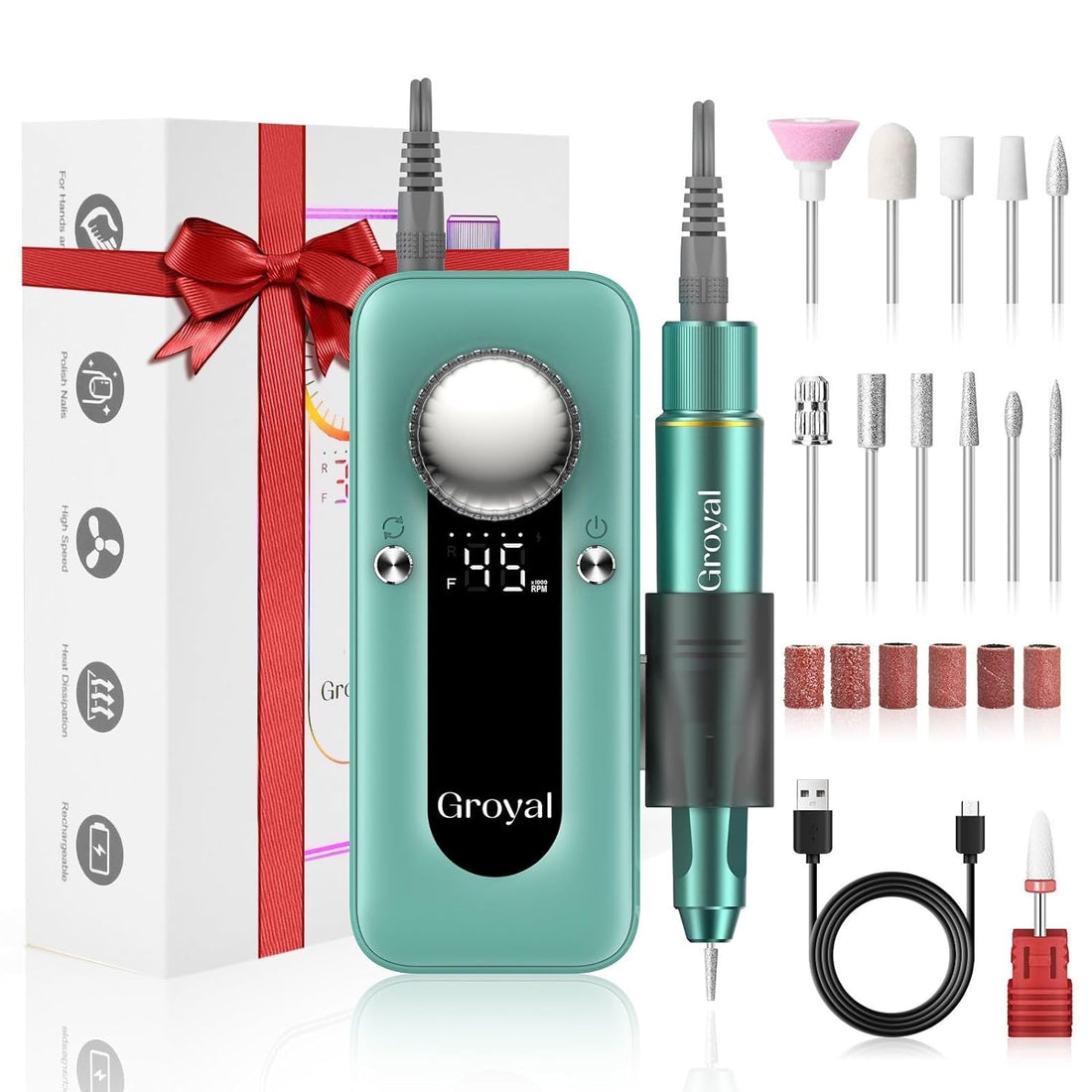 Electric Nail Drill Professional, 45000RPM Nail Drill Kit for Acrylic Gel Nails Tools, Rechargeable Portable Nail File Manicure Pedicure Kit for Women Nails Tools