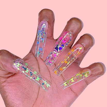 Makartt Nail Decoration Set, 4 Boxes Glitter Sequins &amp; Rhinestones for Spring, Summer, Nail Art, DIY Nail Decoration Accessories Kit