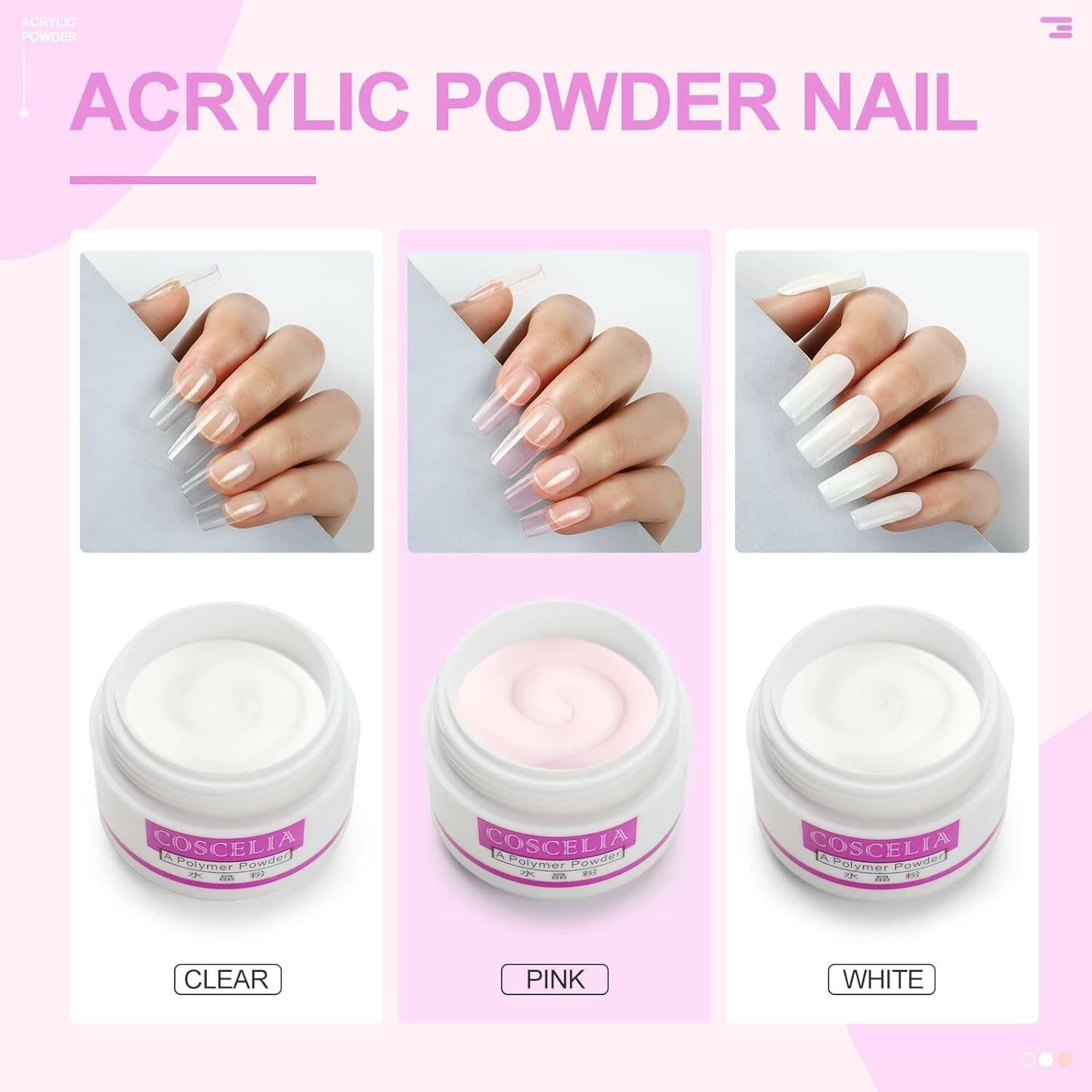 Acrylic Nail Kit for Beginners with Everything Acrylic Nail Set with Drill and U V Light Professional Nails Kit Acrylic Set with Everything for Beginners Acrylic Powder Glitter Decoration Powder Nail Art Starter Kit Gift for Women - Glow Pure