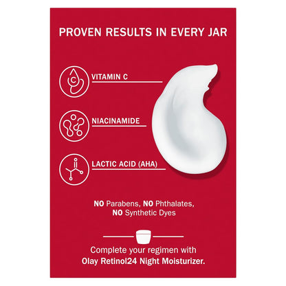 Olay Vitamin C Face Moisturizer, Brightening Cream for Women, Instant Hydration, Evens Tone, Dark Spot &amp; Hyperpigmentation Reduction, Glowing Skin Care - Niaciniamide, Lactic Acid, 1.7 Oz