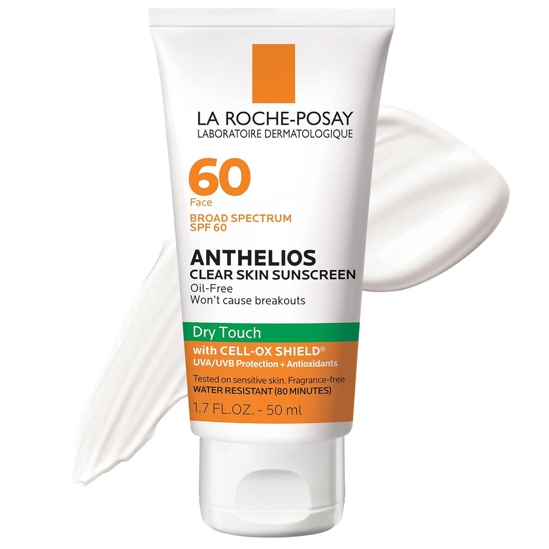 Anthelios Clear Skin Sunscreen Dry Touch SPF 60 | Oil Free Sunscreen for Face | Oil Absorbing | Broad Spectrum SPF + Antioxidants | Non-Greasy | Oxybenzone Free | Travel Size Sunscreen - HealthFulBeautyLife