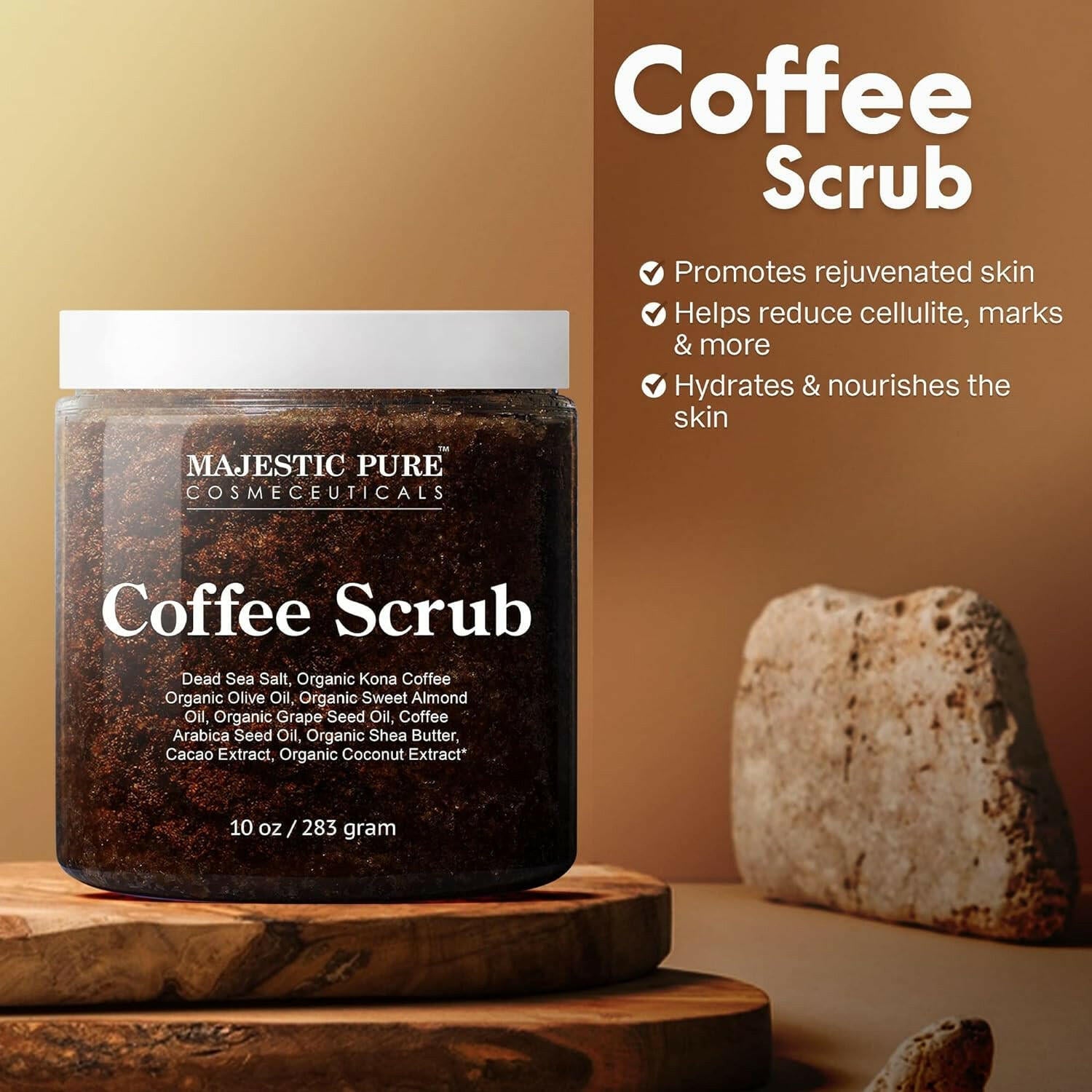 Arabica Coffee Scrub with Dead Sea Salt - Exfoliating Body Care - Glow Pure