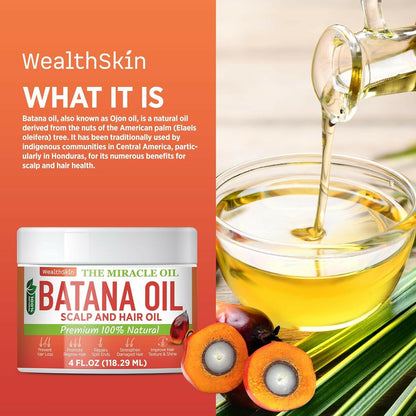 Batana Oil for Hair Growth: 100% Batana Oil from Honduras as Hair Mask, Scalp and Hair Oil. Repairs Damaged Hair &amp; Skin, Reduces Hair Loss 4Oz (4Oz (118Ml)) - Glow Pure