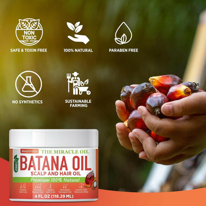 Batana Oil for Hair Growth: 100% Batana Oil from Honduras as Hair Mask, Scalp and Hair Oil. Repairs Damaged Hair &amp; Skin, Reduces Hair Loss 4Oz (4Oz (118Ml)) - Glow Pure