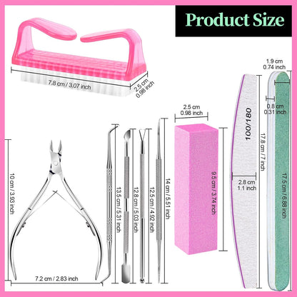 FANDAMEI Nail Care Kit, Nail Files 100/180, Nail Buffer Block, Cuticle Nippers, Cuticle Trimmer, Cuticle Pusher, Nail Tools, Nail Kit, Pedicure &amp; Manicure Tools, Nail Prep Kit, Manicure Kit for Women