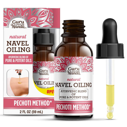 Gurunanda Navel Oiling – Ayurvedic Belly Button Oil with Castor, Neem &amp; Vitamin E | Supports Digestion, Detox, Hydration &amp; Stress Relief | 100% Natural &amp; Pure | 2 Fl Oz