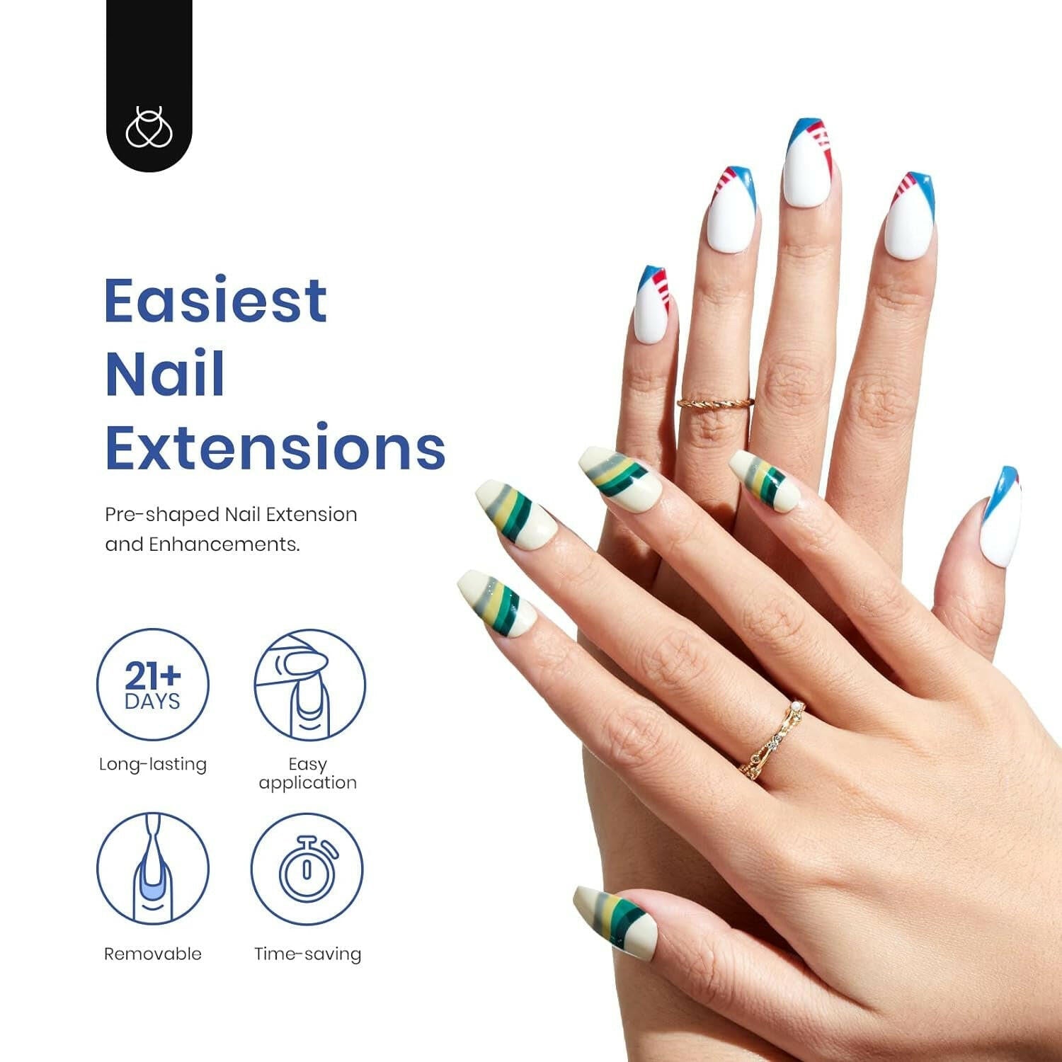 Beetles Gel Nail Kit Easy Nail Extension Set with 240Pcs Nail Tips Short Ballerina Nails 5 in 1 Nail Glue Base Gel and Uv Led Lamp Gel Kit Gelly Tips Acrylic Ballerina Nail Tips - Glow Pure