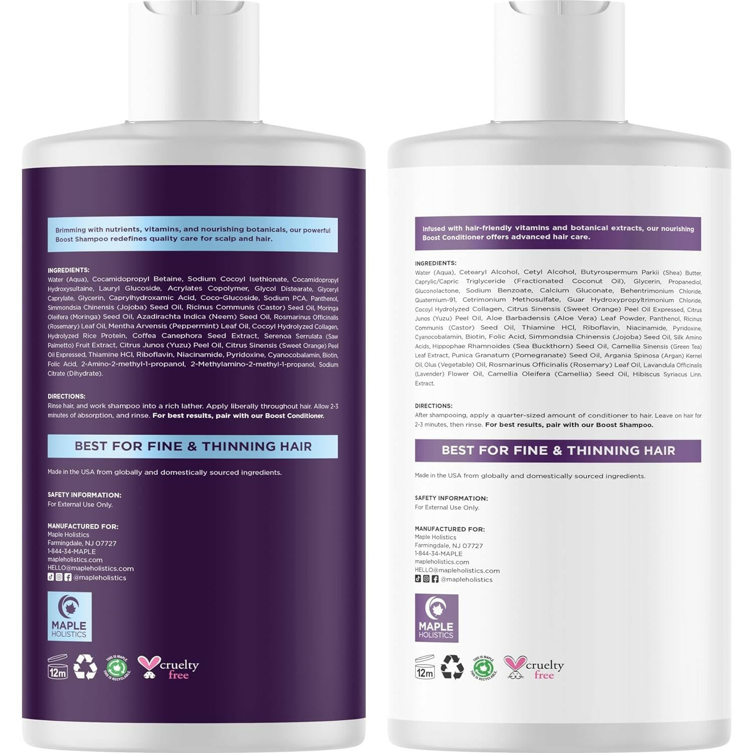 Biotin Shampoo &amp; Conditioner Set - Hair Growth Formula - Glow Pure