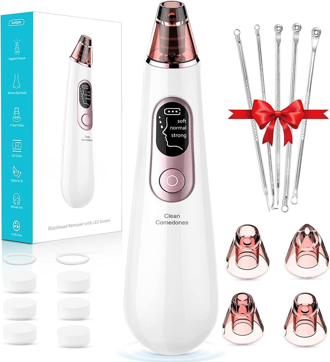 Blackhead Remover Pore Vacuum: Electric Black Head Remover for Face Acne Comedone Whitehead Extractor Kit with 3 Suction Power 4 Probes Pore Cleaner Blackhead Remover Tool for Men &amp; Women - HealthFulBeautyLife