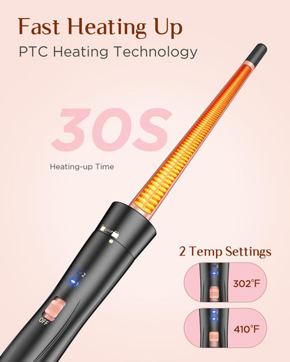5 in 1 Wand Curling Iron-Kinked Curling Wand Set with Flat Iron Hair Straightener, 3 Barrels Hair Crimper, 3 Ceramic Curling Irons (0.35&quot;-1.25&quot;), 2 Temps Fast Heat Hair Waver Curler with Glove &amp; Clip