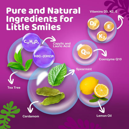 Gurunanda Kids Oil Pulling, Alcohol-Free Mouthwash, Essential Oils &amp; Vitamins for Fresh Breath &amp; Happy Gums for Ages 6 &amp; Up, Natural Berry Lemon Rose, 8 Oz