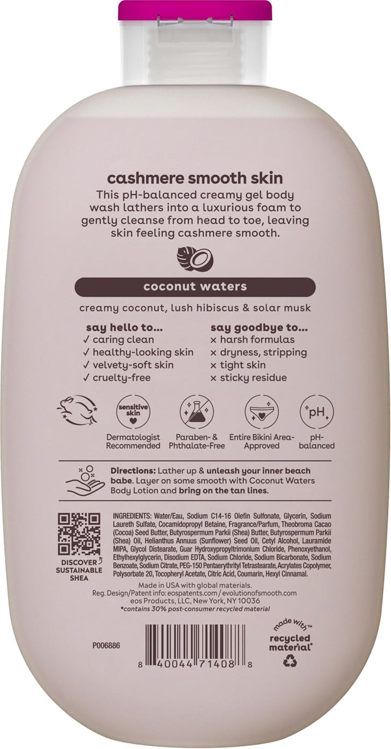Eos Shea Better Cashmere Body Wash, Coconut Waters, Moisturizing and Nourishing, Ph Balanced Creamy Gel Formula, Paraben &amp; Phthalate Free, Sensitive Skin,16 Fl Oz