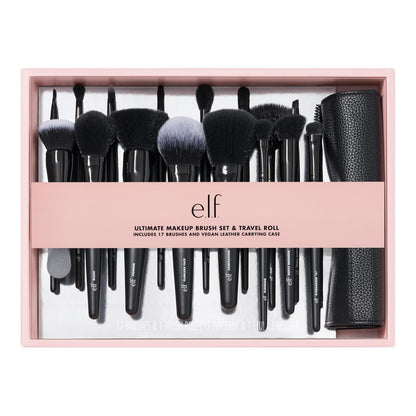 E.L.F. Ultimate Makeup Brush Set &amp; Travel Roll, 17-Piece Brush Kit, Brushes for Eyeshadow, Foundation, Powder, Concealer &amp; More, Vegan &amp; Cruelty-Free