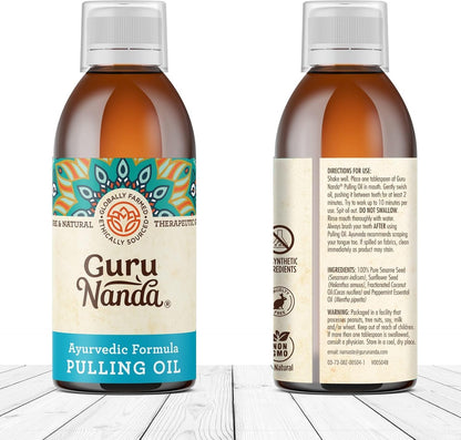 Gurunanda Original Oil Pulling Mouthwash, Promotes Deep Cleaning, with Coconut &amp; Sesame for Teeth &amp; Gum Health &amp; Fresh Breath, Alcohol-Free, 8.45 Fl Oz