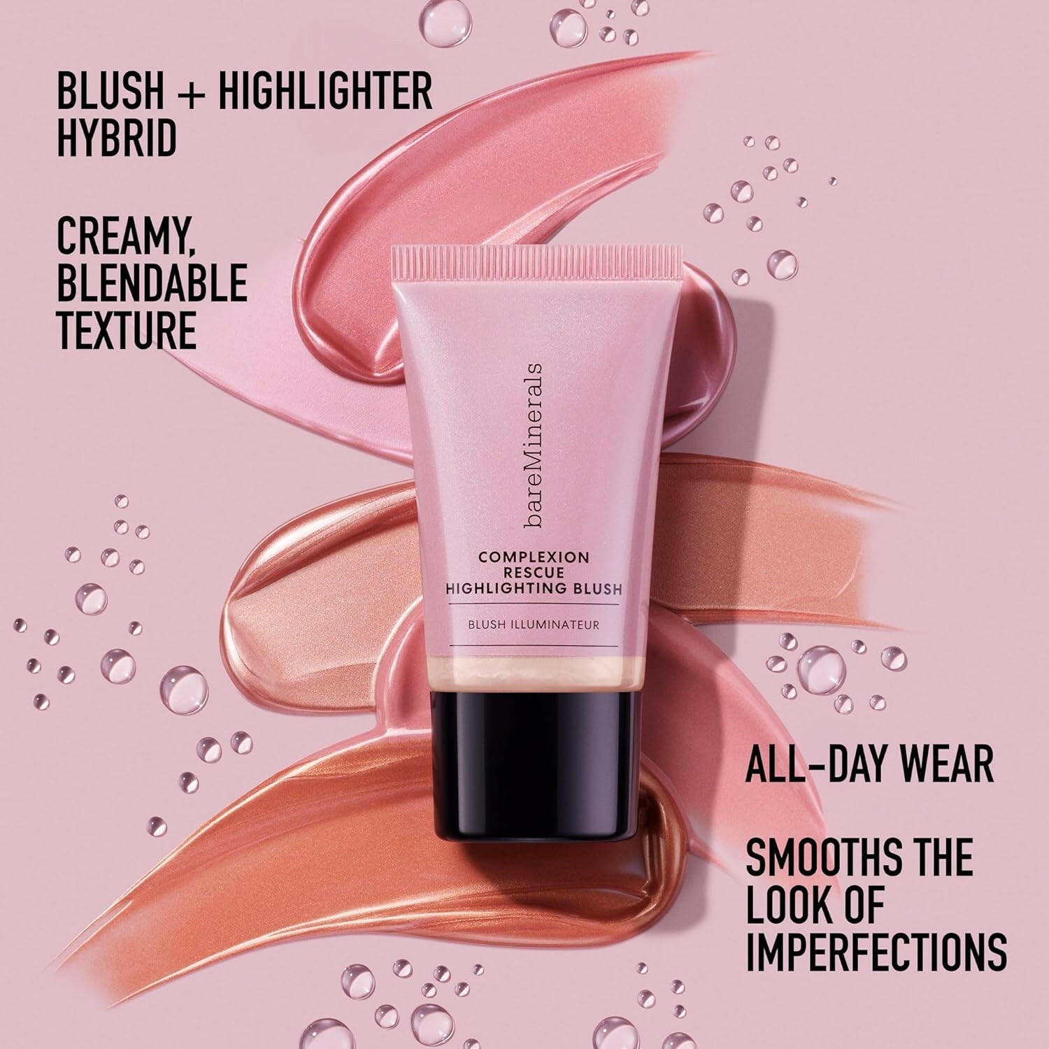 Complexion Rescue Highlighting Liquid Blush, Liquid Highlighter + Blush Hybrid, Buildable, Gel - Cream, Liquid Blush for Cheeks, All Day Wear, Vegan - Glow Pure