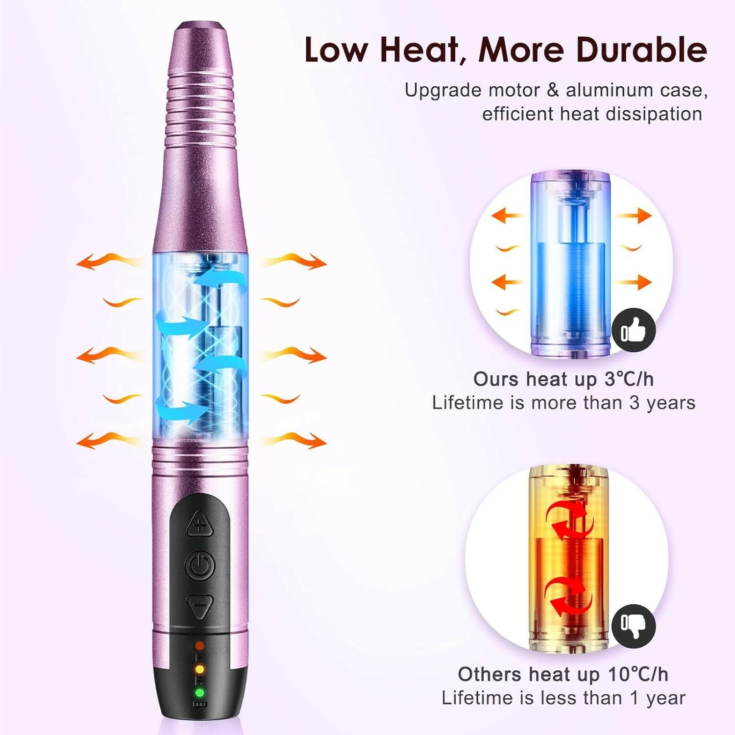 Cordless Nail Drill Electric File: Professional for Acrylic Gel Dip Powder Nails Portable Nail Drill Machine Kit for Manicure Pedicure Nail Set with Everything Rechargeable Lightweight - Glow Pure