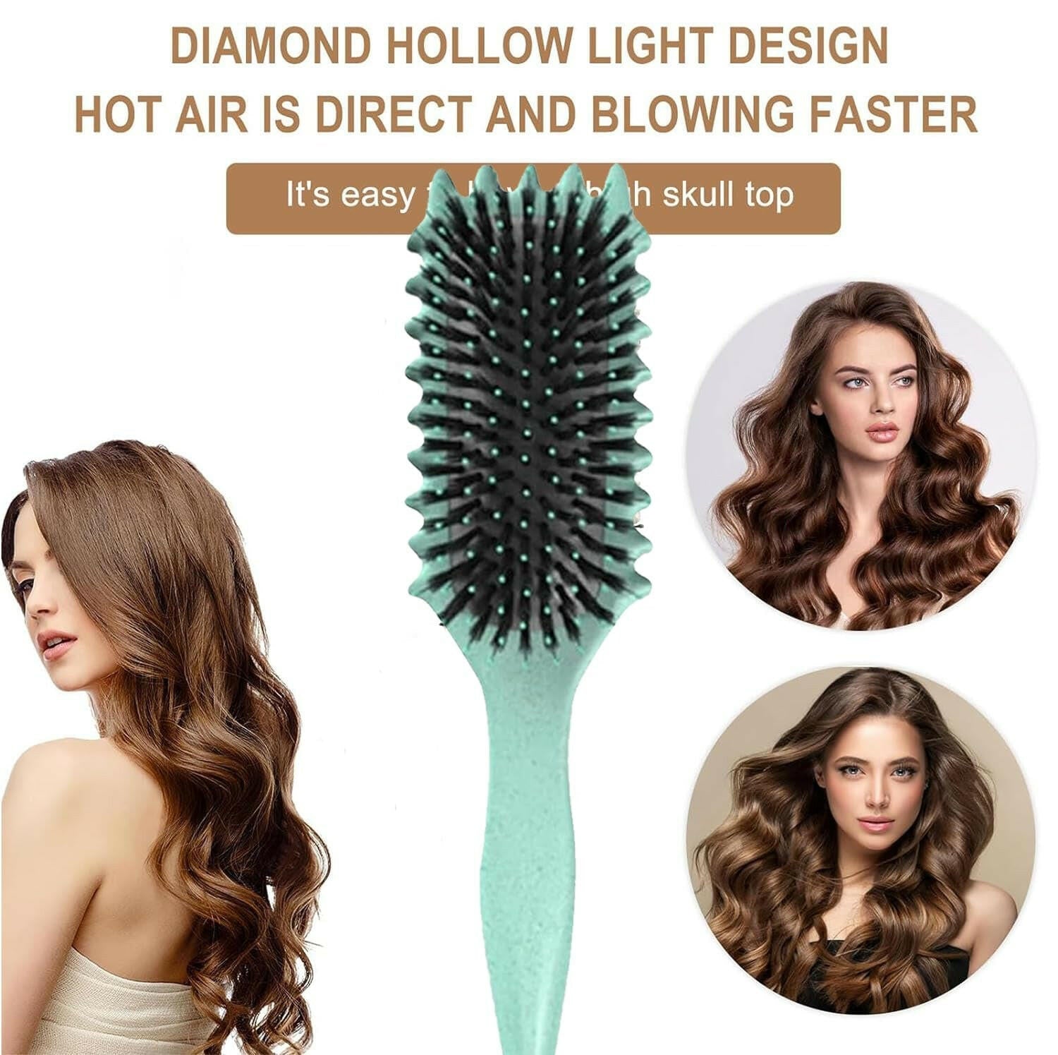 Curl Defining Brush, 2024 Newest Boar Bristle Hair Brush Styling Brush, Curly Hair Brush, Curl Define Styling Brush, Shaping &amp; Defining Curls for Women (Green 1PCS) - Glow Pure