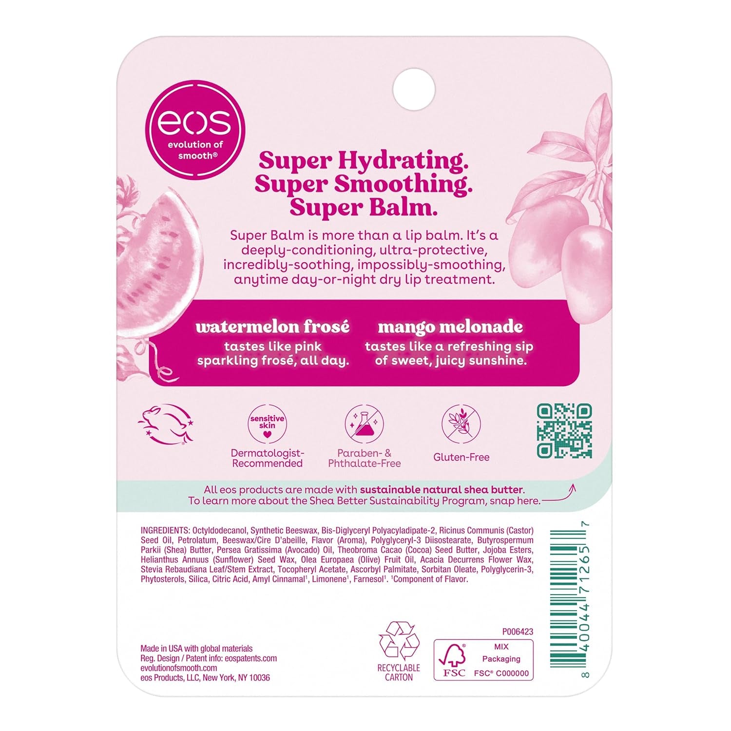 Bundle of Eos 24H Moisture Super Balm- Coconut Milk &amp; Honey Apple + Watermelon Frosé &amp; Mango Melonade
