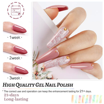 JODSONE 36 PCS Gel Nail Polish Set-32 Colors Gel Polish Kit Base Coat Glossy Matte and Glitter Top Coat Nail Polish Set Green Blue Red Pink Collection Gifts for Women