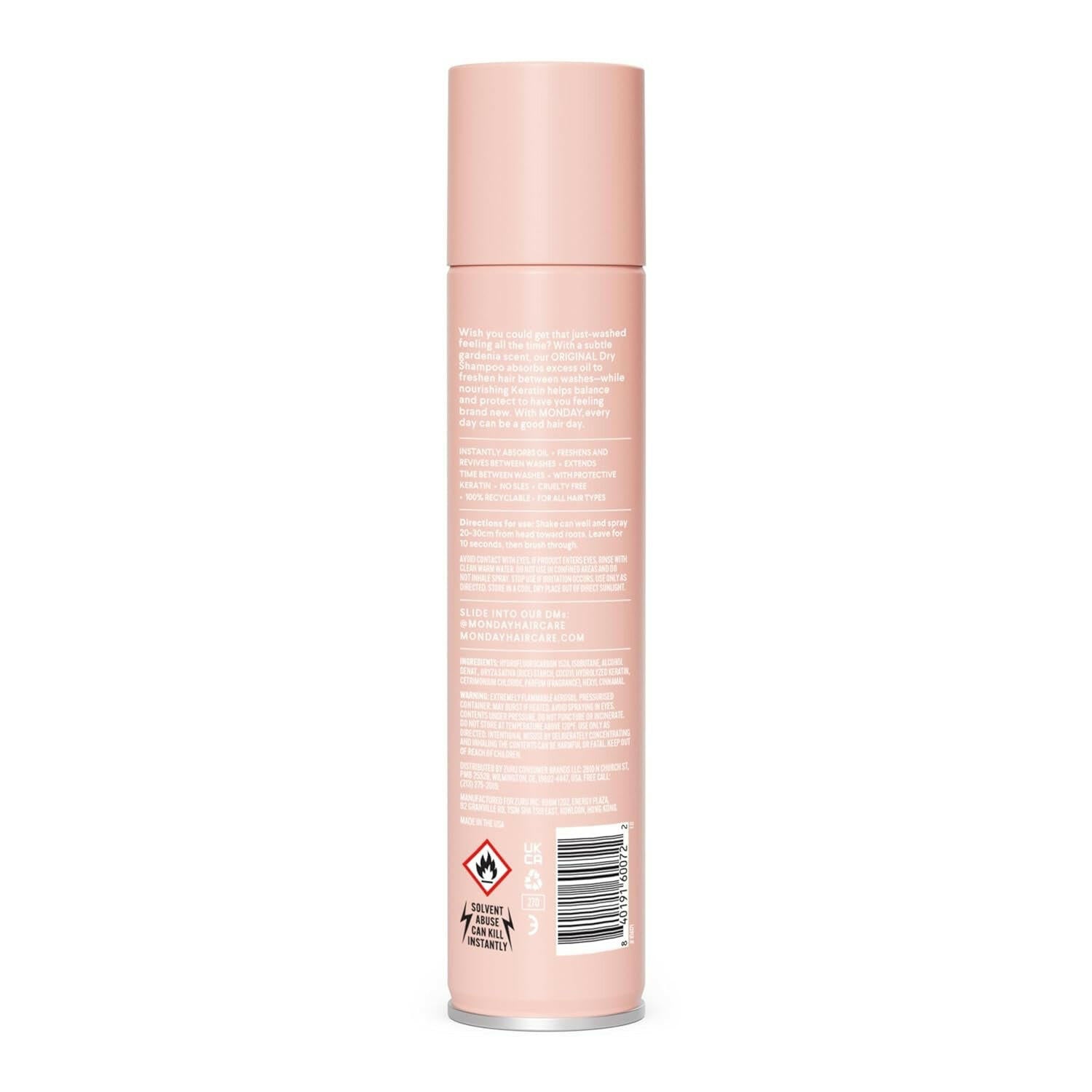 Dry Shampoo Original 6.7Oz, Freshens Hair, Absorbs Oil, Nourishes with Keratin, Protects Hair - Glow Pure