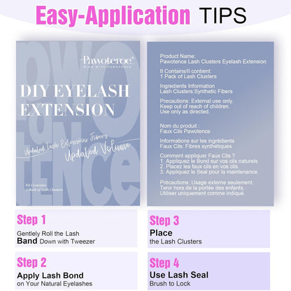 Pawotence Lash Clusters Wispy Cluster Eyelash Extensions 10-18Mm Individual Lashes D Curl Cluster Lashes Extension DIY Soft Comfortable Eyelash Clusters with Thin Band