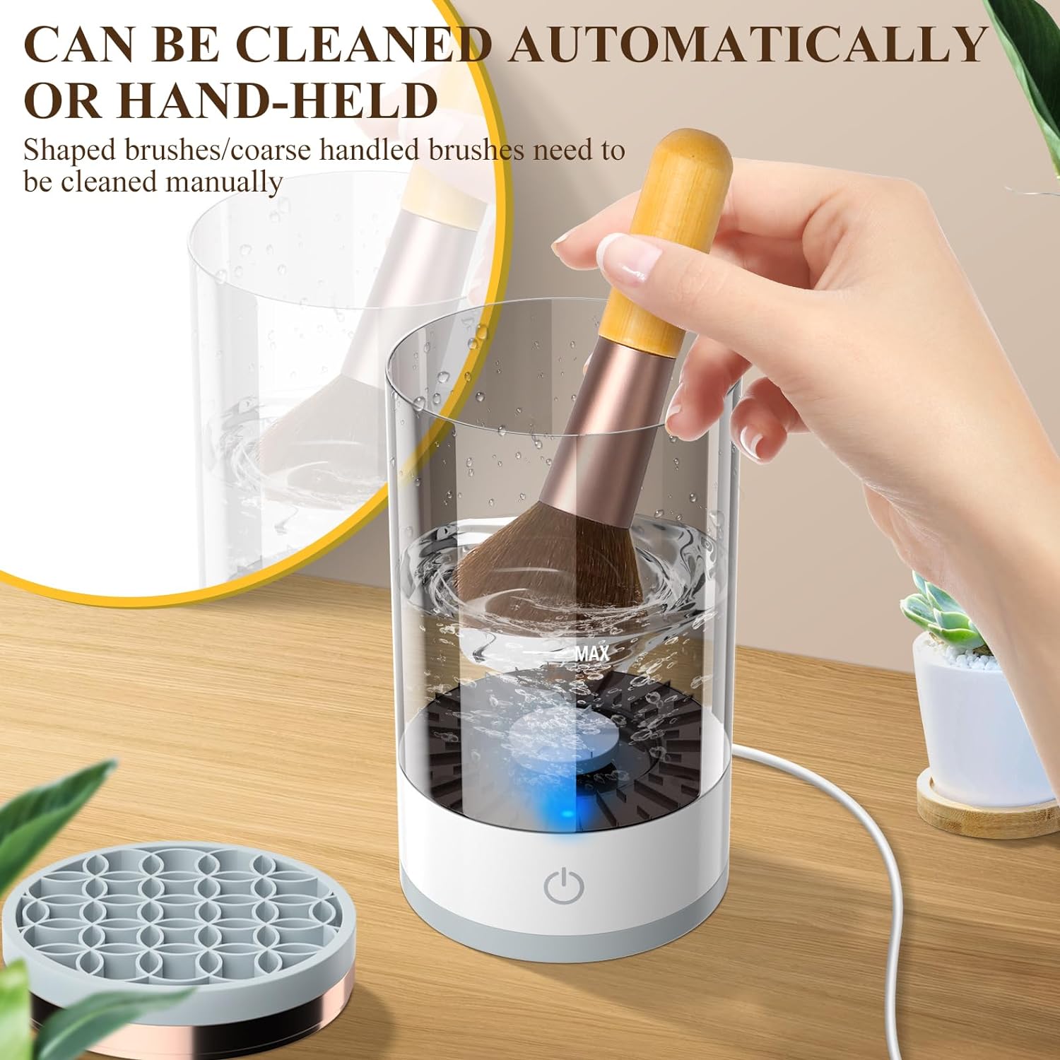 Electric Makeup Brush Cleaner Set - Automatic Spin &amp; Clean