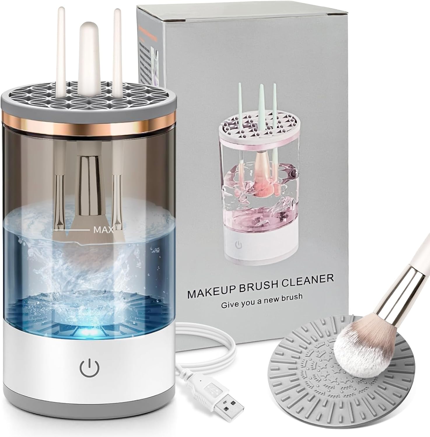 Electric Makeup Brush Cleaner, Quick Efficient Machine for Deep Cleaning All Types of Brushes, Portable Compact Design for Travel Home Use, for Makeup Lovers &amp; Professionals - HealthFulBeautyLife
