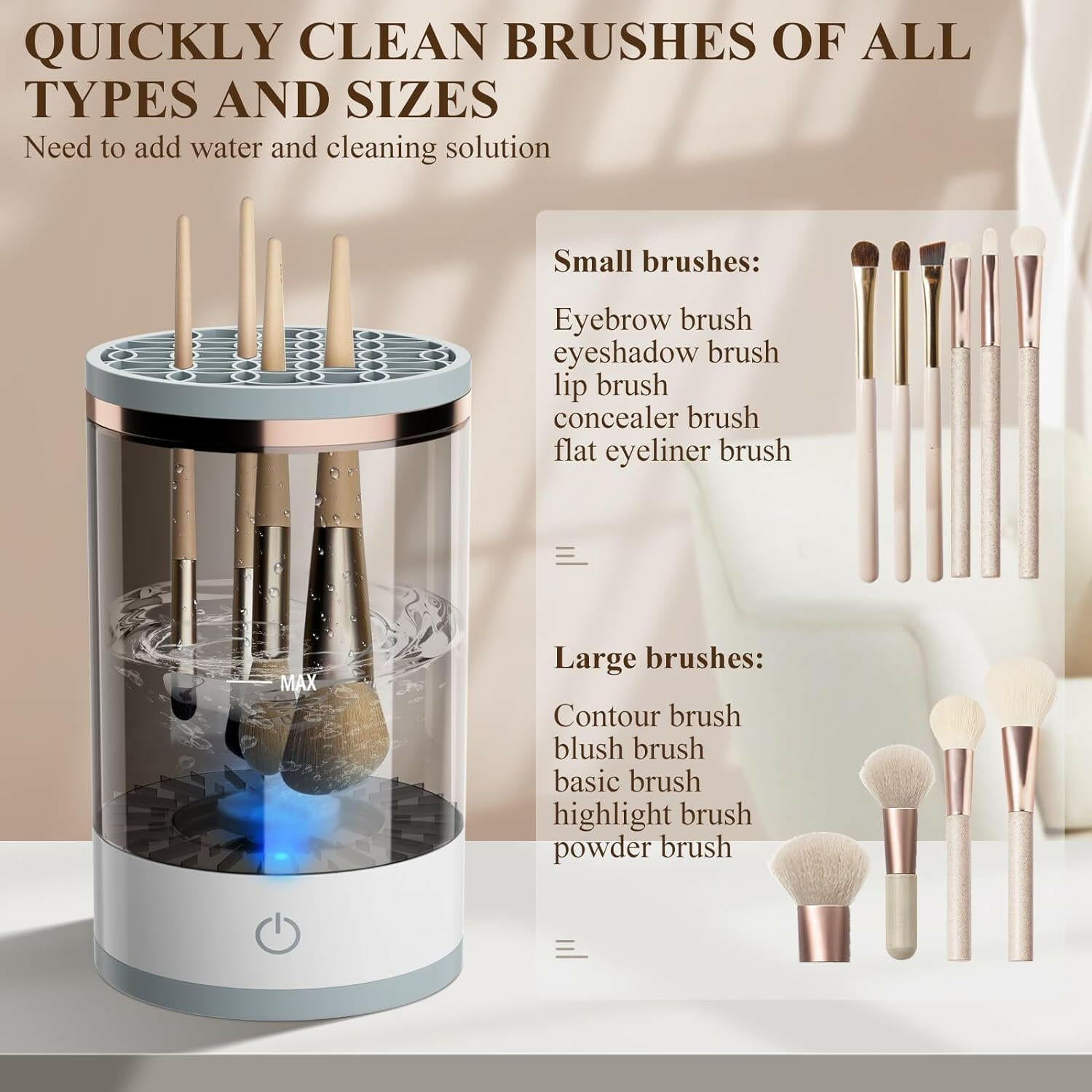 Electric Makeup Brush Cleaner Set - Automatic Spin &amp; Clean - Glow Pure