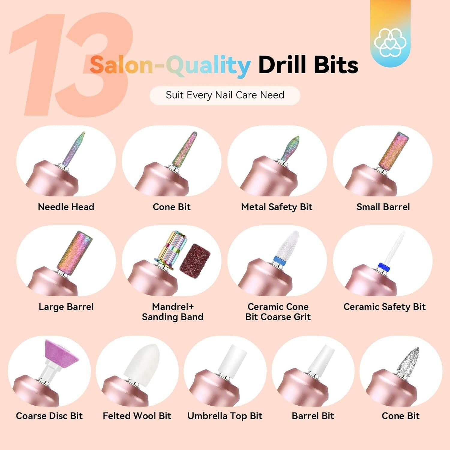 Electric Nail Drill Professional: 40000RPM Upgrad Nail Drill Kit 2024 Beautiful Gradient Sunset Color Scheme Nail Drill Machine Portable Nail File &amp; Buffers Salon Use Manicure Pedicure - Glow Pure