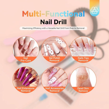 Electric Nail Drill Professional: 40000RPM Upgrad Nail Drill Kit 2024 Beautiful Gradient Sunset Color Scheme Nail Drill Machine Portable Nail File &amp; Buffers Salon Use Manicure Pedicure - Glow Pure