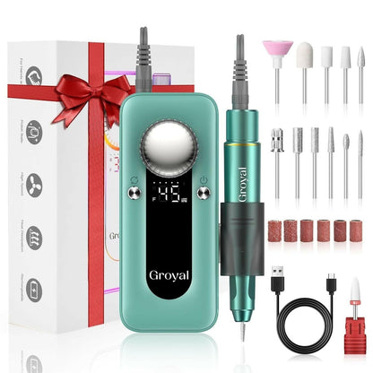 Electric Nail Drill Professional, 45000RPM Nail Drill Kit for Acrylic Gel Nails Tools, Rechargeable Portable Nail File Manicure Pedicure Kit for Women Nails Tools - Glow Pure