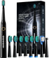 Electric Toothbrush for Adults with 8 𝐁𝐫𝐮𝐬𝐡 𝐇𝐞𝐚𝐝𝐬, Sonic Electric Toothbrush with 40000 VPM Deep Clean 5 Modes, Rechargeable Toothbrushes Fast Charge 4 Hours Last 30 Days - Glow Pure