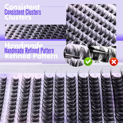 Pawotence Lash Clusters Wispy Cluster Eyelash Extensions 10-18Mm Individual Lashes D Curl Cluster Lashes Extension DIY Soft Comfortable Eyelash Clusters with Thin Band