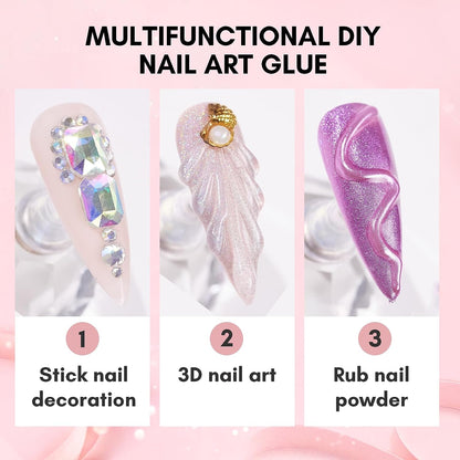 Makartt Nail Rhinestone Glue for Nails: Super Strong Gel Nail Glue for Decorations Nail Charm 3D Nails Bling Gel for Nail Gem Nail Art Jewel Diamonds 30ML Cured Need Beauty