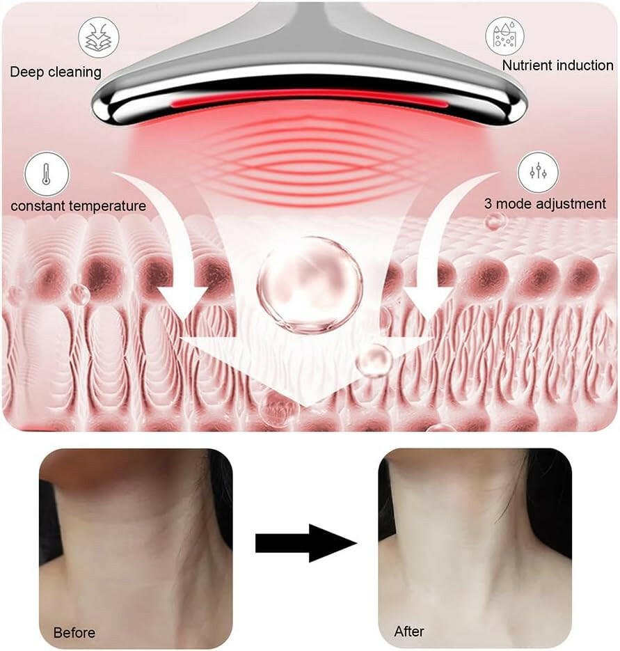 Face and Neck Massager，Multifunctional Facial Skin Care Tools,7 Color Led Face and Neck Beauty Device for Home Use - Glow Pure