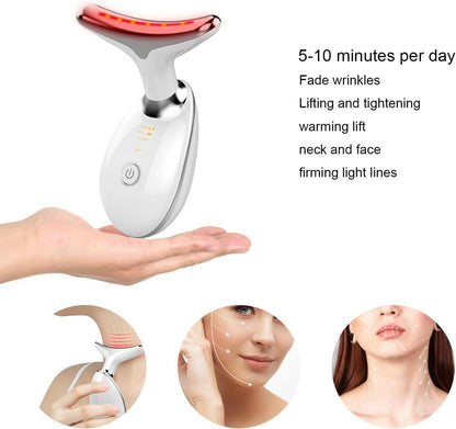 Face and Neck Massager，Multifunctional Facial Skin Care Tools,7 Color Led Face and Neck Beauty Device for Home Use - Glow Pure