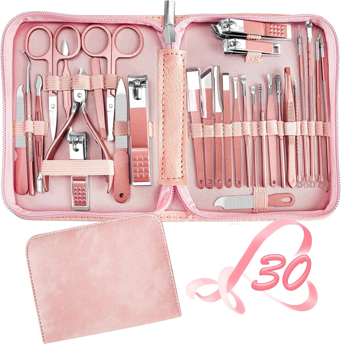 Manicure Set 30 in 1 Nail Clipper Set, REDFLOW Nail Clippers, Fingernail &amp; Toenail Clippers, Manicure Tools, Pedicure Tools, Suitable for Travel Manicure Kit, Nail Set Kit with Everything Profe
