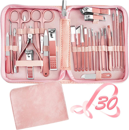 Manicure Set 30 in 1 Nail Clipper Set, REDFLOW Nail Clippers, Fingernail &amp; Toenail Clippers, Manicure Tools, Pedicure Tools, Suitable for Travel Manicure Kit, Nail Set Kit with Everything Profe