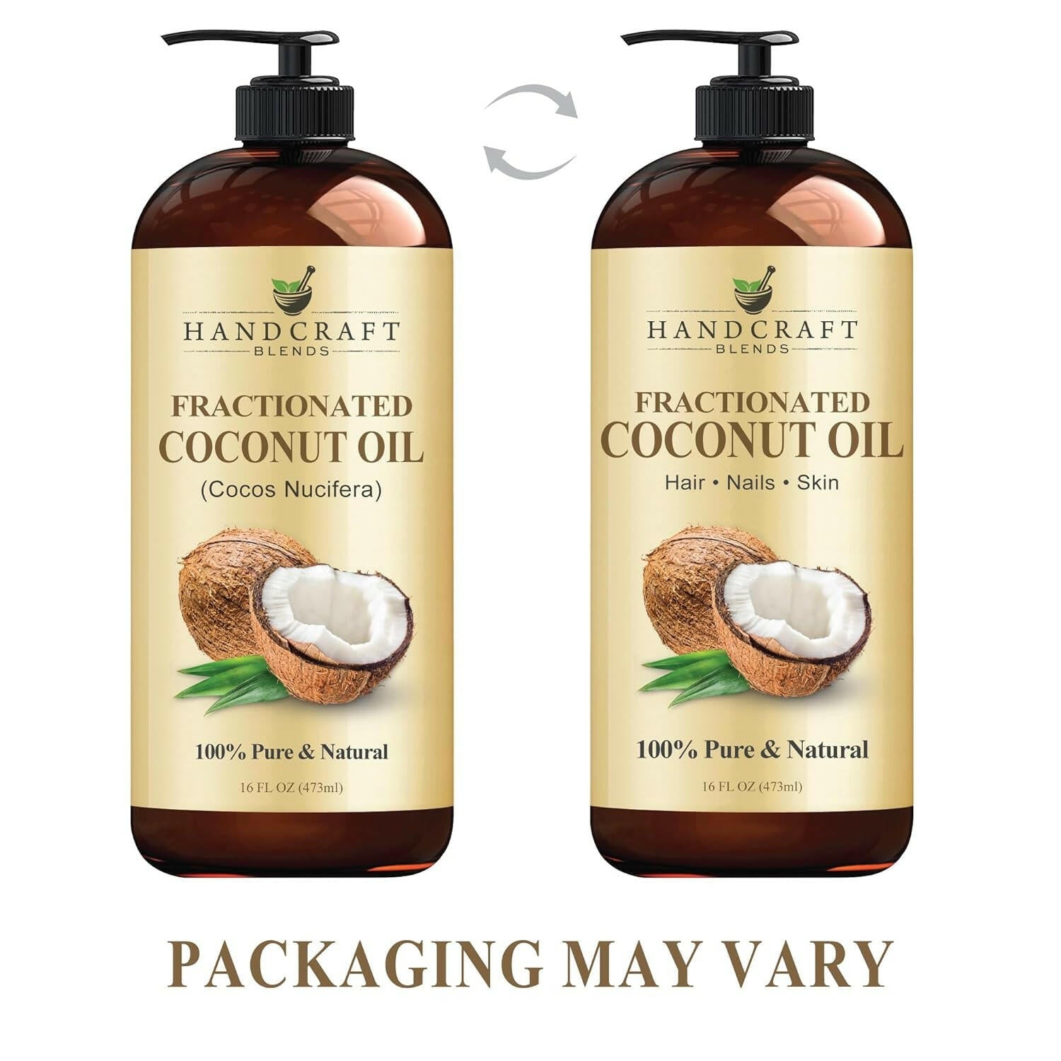 Fractionated Coconut Oil - 16 Fl Oz - 100% Pure and Natural - Premium Grade Oil for Skin and Hair - Carrier Oil - Hair and Body Oil - Massage Oil - Hair Tonic - Glow Pure