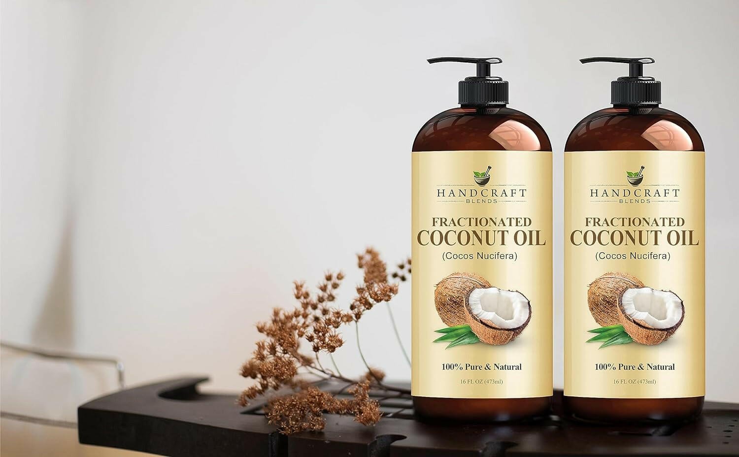 Fractionated Coconut Oil - 16 Fl Oz - 100% Pure and Natural - Premium Grade Oil for Skin and Hair - Carrier Oil - Hair and Body Oil - Massage Oil - Hair Tonic - Glow Pure