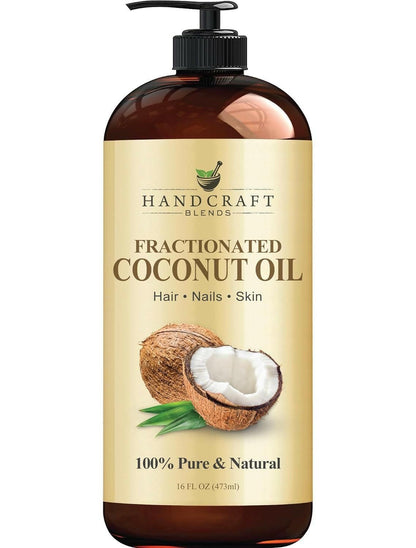 Fractionated Coconut Oil - 16 Fl Oz - 100% Pure and Natural - Premium Grade Oil for Skin and Hair - Carrier Oil - Hair and Body Oil - Massage Oil - Hair Tonic - Glow Pure