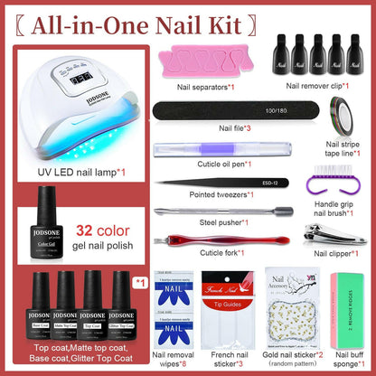 Gel Nail Polish Kit with U V Light 32 Colors Gel Polish Nail Kit Soak off Gel Nail Set Manicure Tools Nail Gel Kit Gifts for Women - Glow Pure