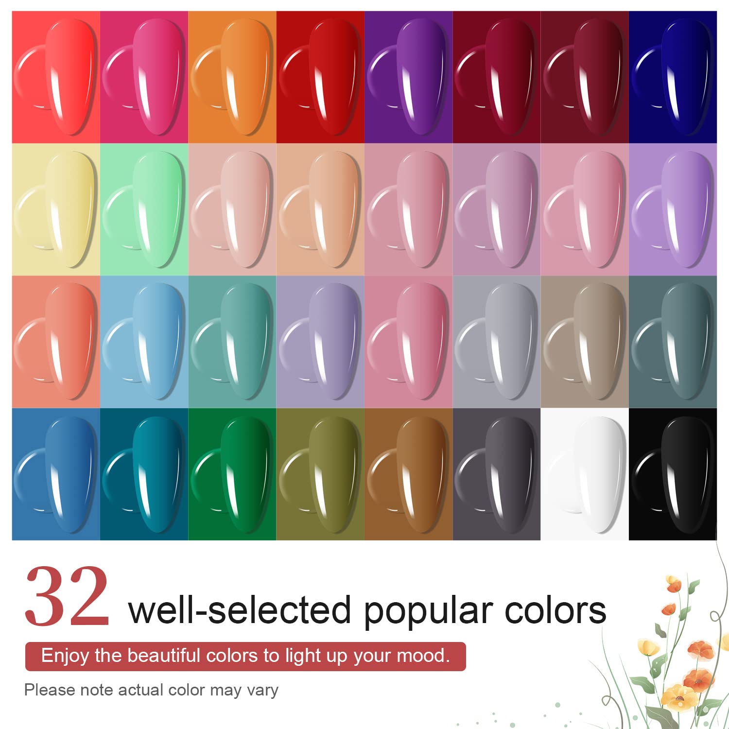 Gel Nail Polish Kit with U V Light 32 Colors Gel Polish Nail Kit Soak off Gel Nail Set Manicure Tools Nail Gel Kit Gifts for Women - HealthFulBeautyLife