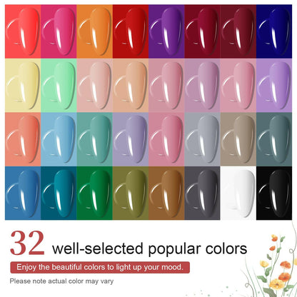 Gel Nail Polish Kit with U V Light 32 Colors Gel Polish Nail Kit Soak off Gel Nail Set Manicure Tools Nail Gel Kit Gifts for Women - Glow Pure