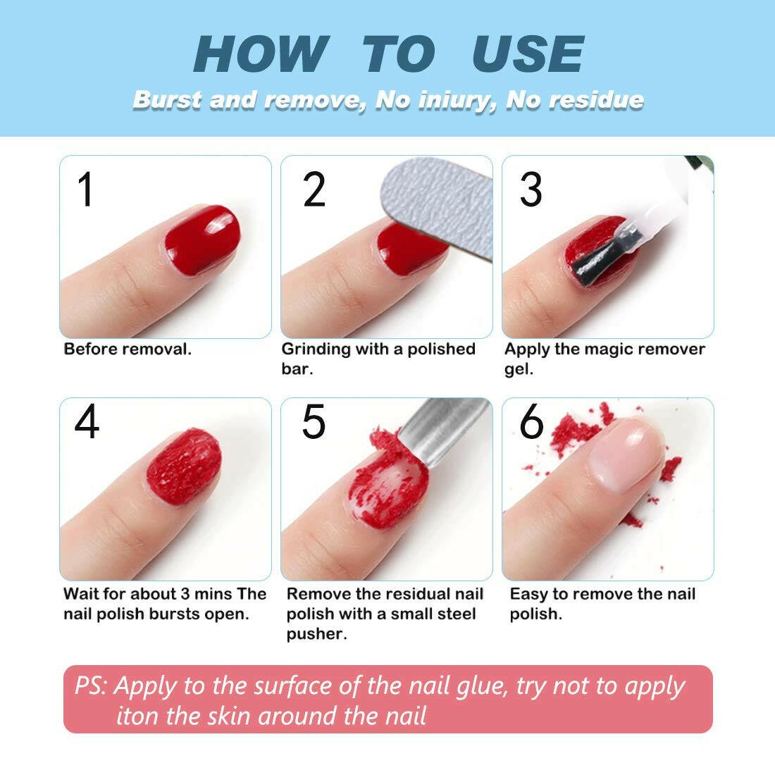 Gel Nail Polish Remover, Gel Remover for Nails, Quick Remove Gel Nail Polish, Professional Gel Nail Remover Remove Gel Polish in 3 - 5 Minutes Safely - Glow Pure