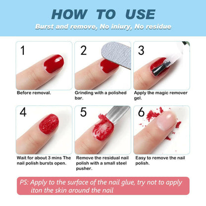 Gel Nail Polish Remover, Gel Remover for Nails, Quick Remove Gel Nail Polish, Professional Gel Nail Remover Remove Gel Polish in 3 - 5 Minutes Safely - Glow Pure