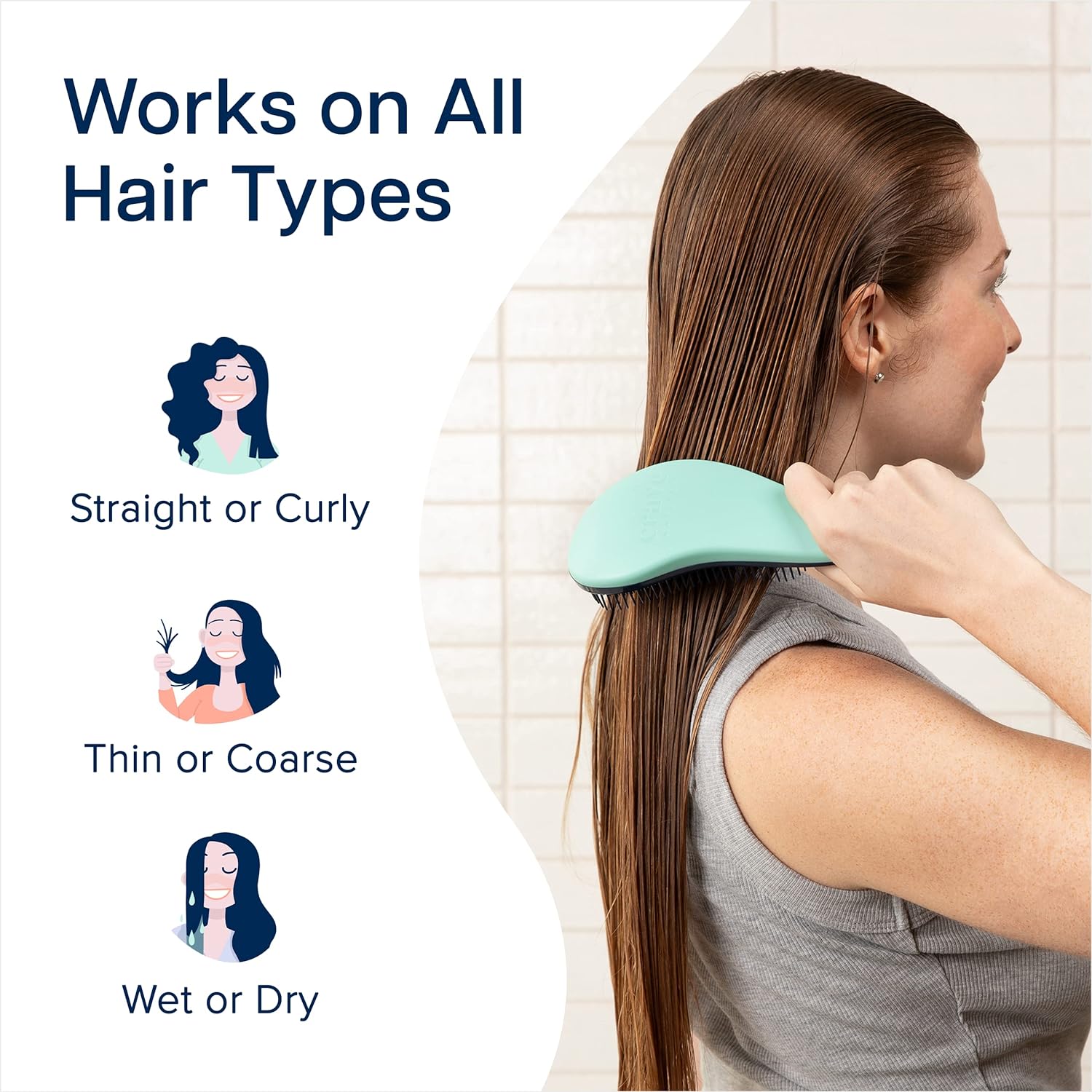 Glide Thru Detangling Brush for Adults &amp; Kids Hair - Detangler Brush for Natural, Curly, Straight, Wet or Dry Hair - Turquoise, 1 Count - HealthFulBeautyLife