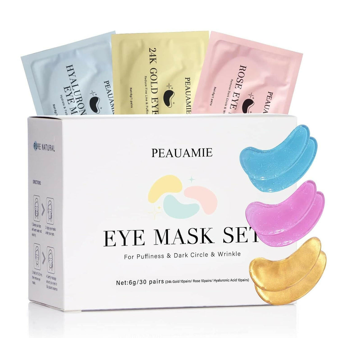 Gold &amp; Rose Eye Patches - 30 Pairs - Glow Pure